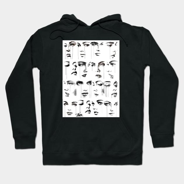 16 faces Hoodie by Loui Jover 